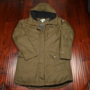 Columbia Suttle Mountain Long Insulated Jacket Omni Heat Dark Green Woman XL